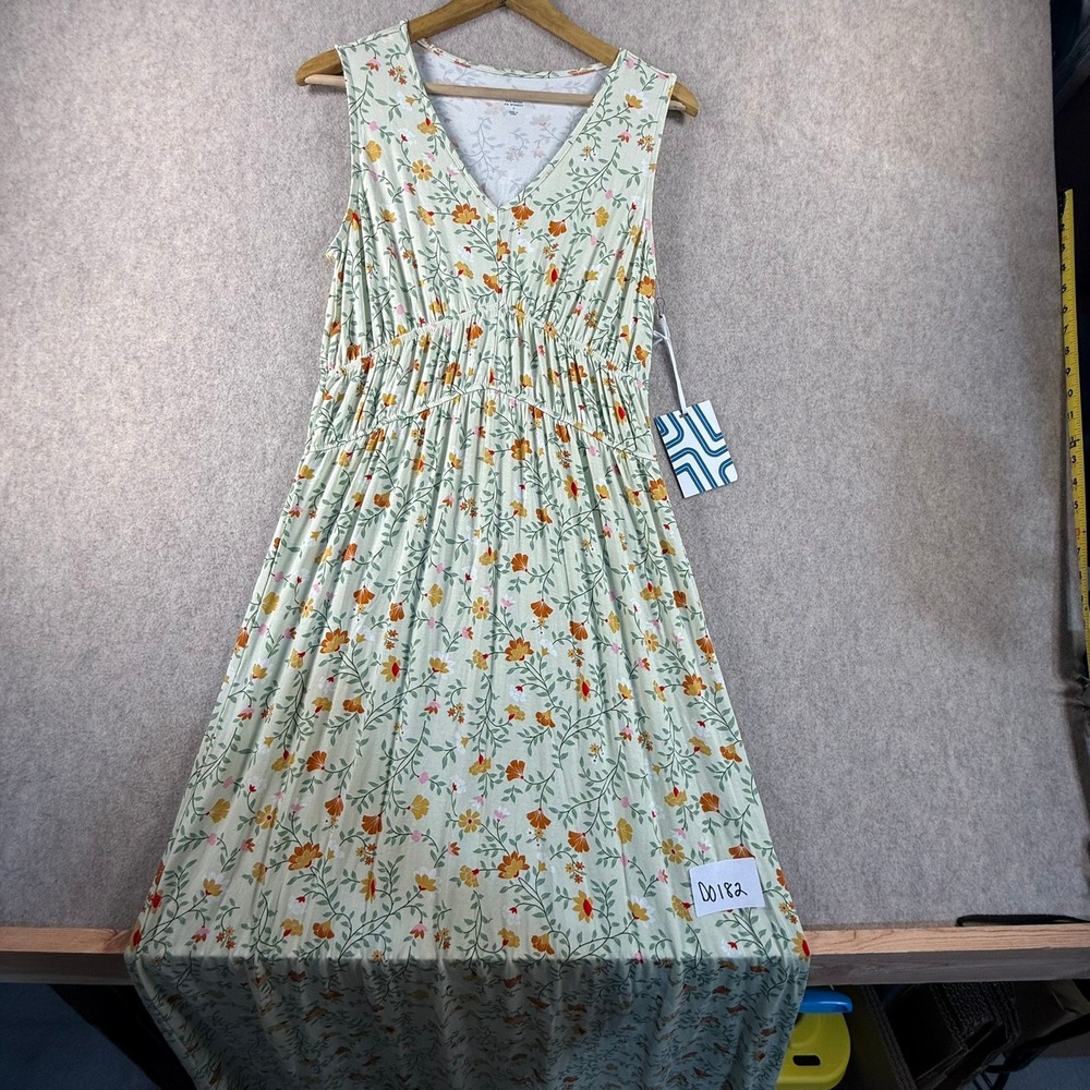 Market & Spruce Floral Empire Waist Maxi Dress Sage Green Small NWT